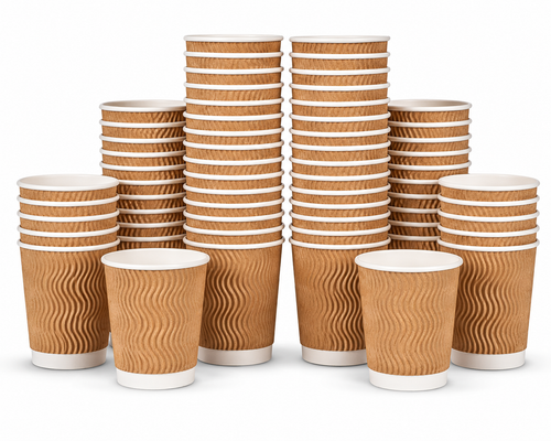 Bekokart 150ml Ripple Paper Cups | Disposable Eco-Friendly Brown Coffee & Tea Cups | Double Wall Insulated Hot Beverage Cups | Pack of 50