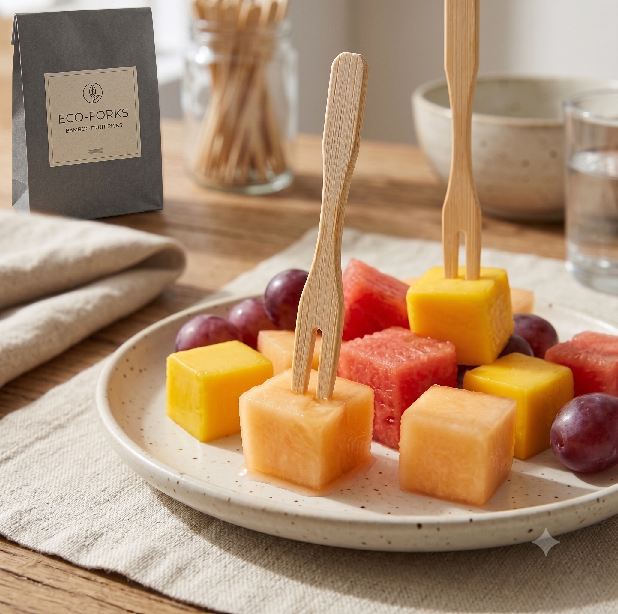 Bekokart Disposable Wooden Fruit Forks 3.5 Inch | Eco-Friendly Birch Wood Cocktail Picks for Fruits, Desserts & Appetizers | 280 Pieces (4 Packs × 70)