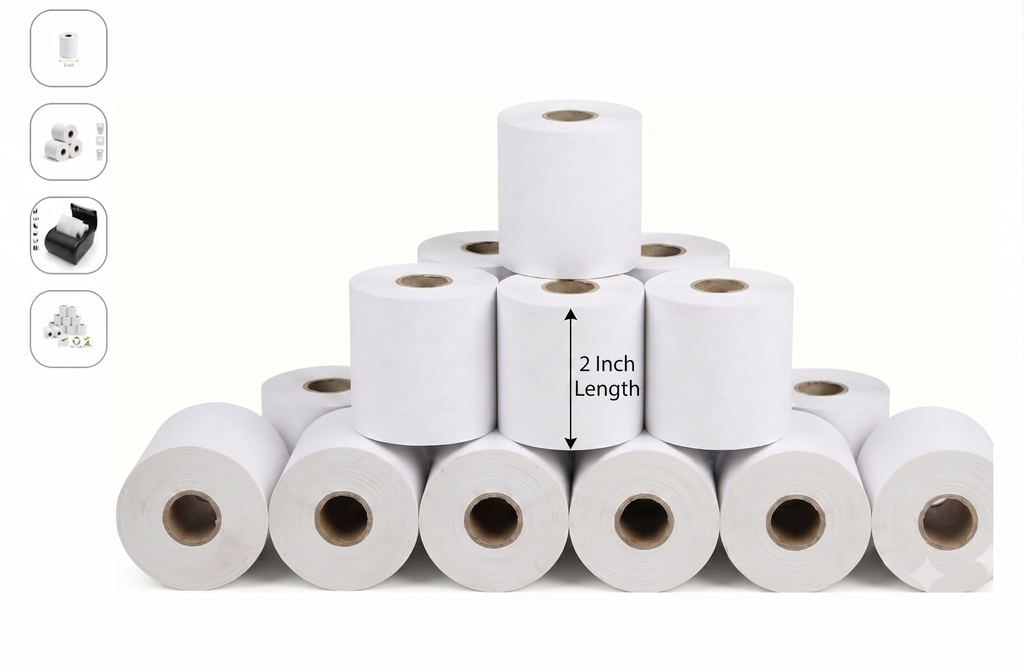 Bekokart Thermal Printer Paper Rolls 58mm × 12 Meter | POS & Billing Machine Receipt Paper | BPA-Free Thermal Cash Register Rolls | Pack of 10