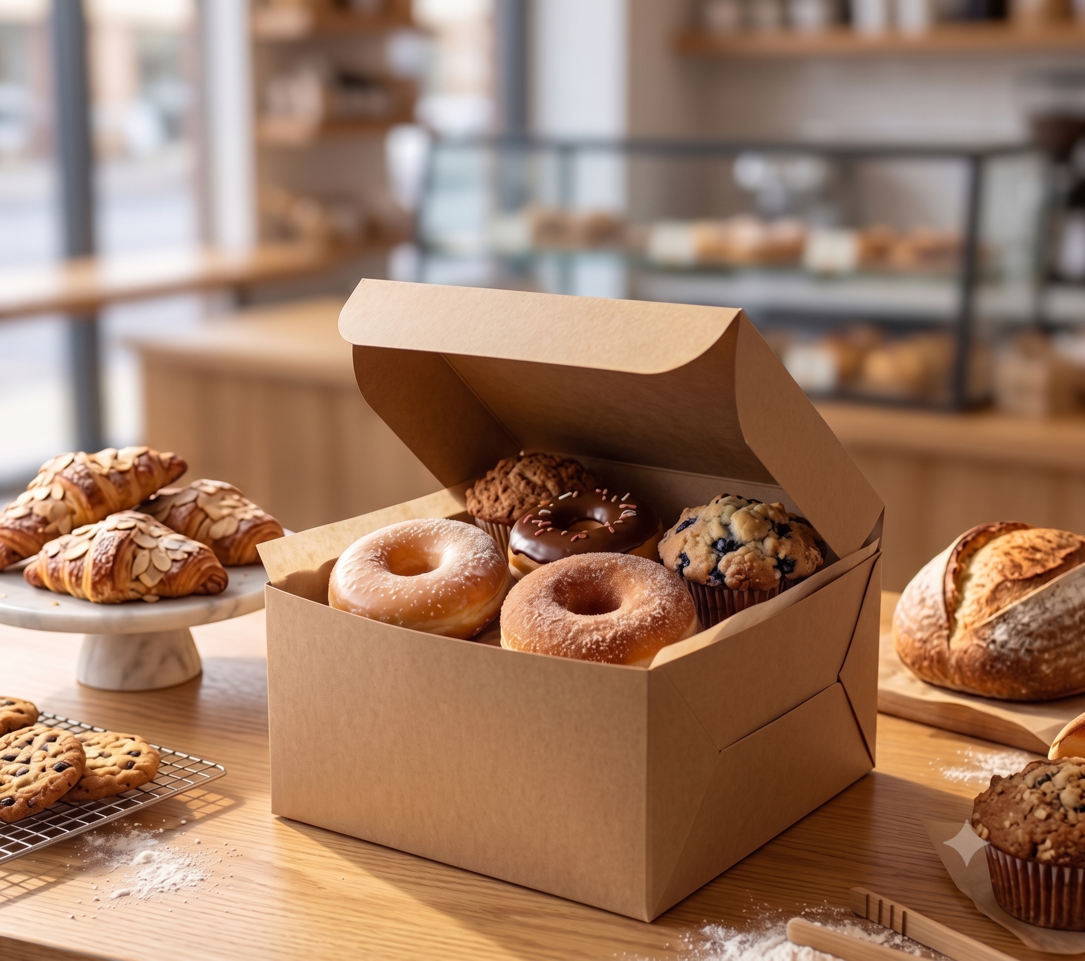 Bekokart Premium Pastry Kraft Box 5 × 5 × 3.5 Inch | Food Grade Brown Bakery Box | Ideal for Cakes, Donuts, Muffins, Burgers & Desserts | Pack of 25