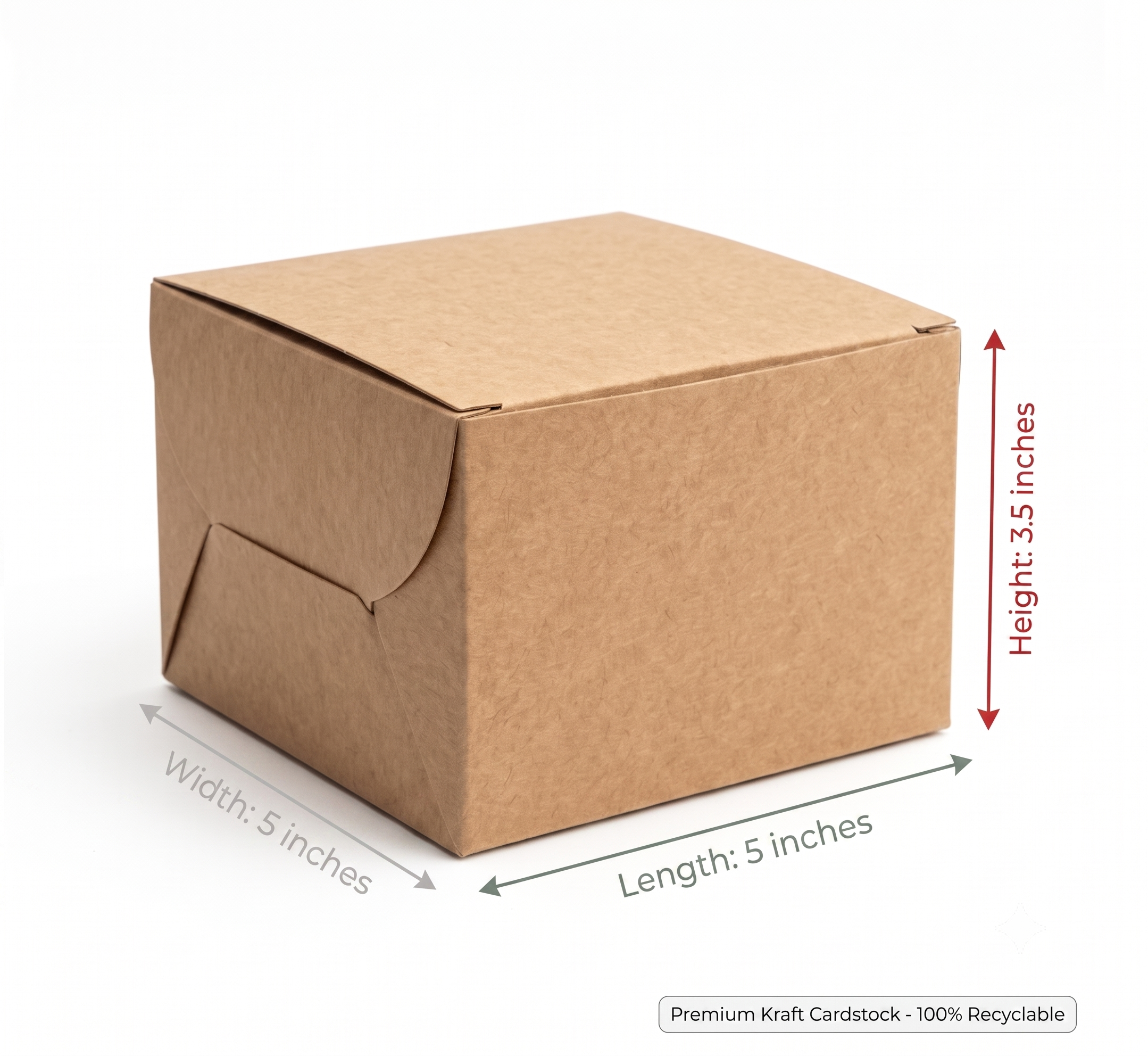 Bekokart Premium Pastry Kraft Box 5 × 5 × 3.5 Inch | Food Grade Brown Bakery Box | Ideal for Cakes, Donuts, Muffins, Burgers & Desserts | Pack of 25