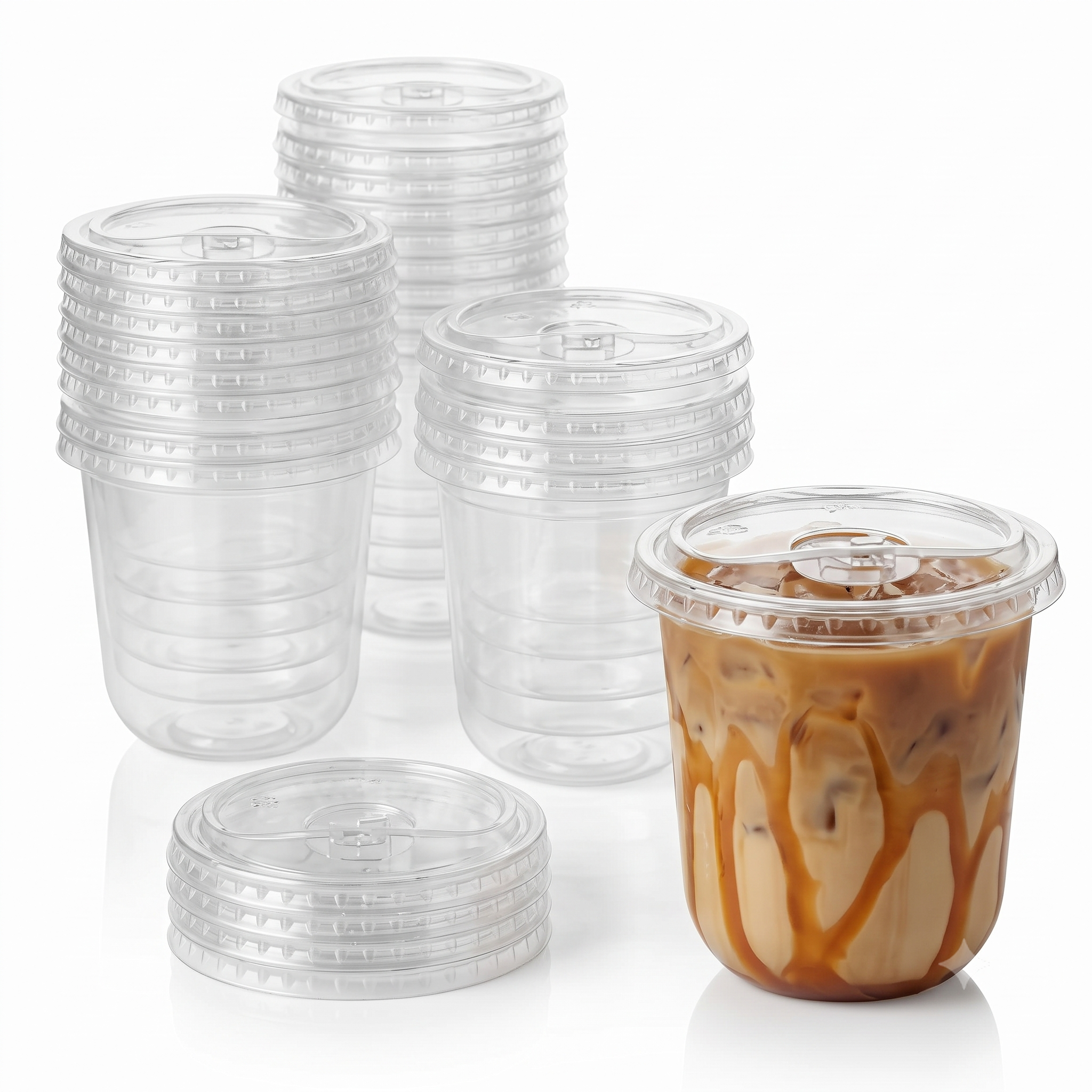 350ML U Shape Sipper Glass with Lid Tumbler Drink Cup | Round Bottom Transparent Plastic Spill Proof for Beverages Iced Coffee Smoothie Cold Drinks Party Catering (Set of 25 Glasses