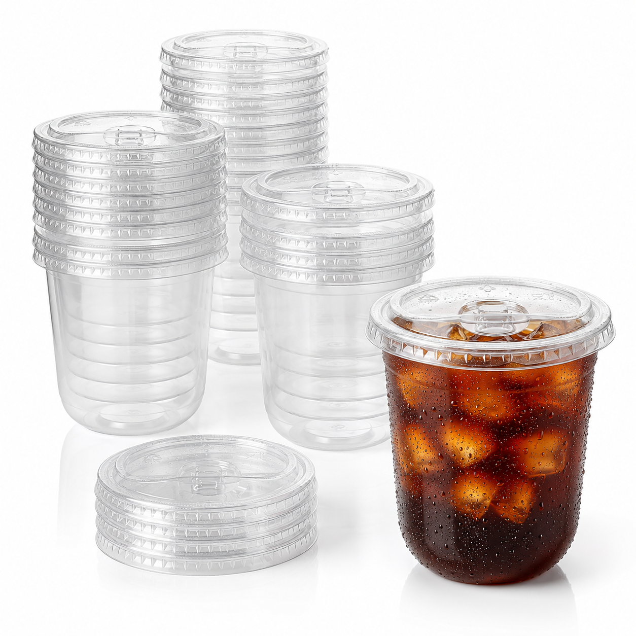 350ML U Shape Sipper Glass with Lid Tumbler Drink Cup | Round Bottom Transparent Plastic Spill Proof for Beverages Iced Coffee Smoothie Cold Drinks Party Catering (Set of 25 Glasses