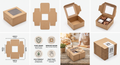 Bekokart Kraft Brownie Packaging Box with Window | 3 × 3 × 2 Inch | Food Grade Bakery Gift Box for Brownies, Cookies, Chocolates & Mini Cakes | Pack of 25