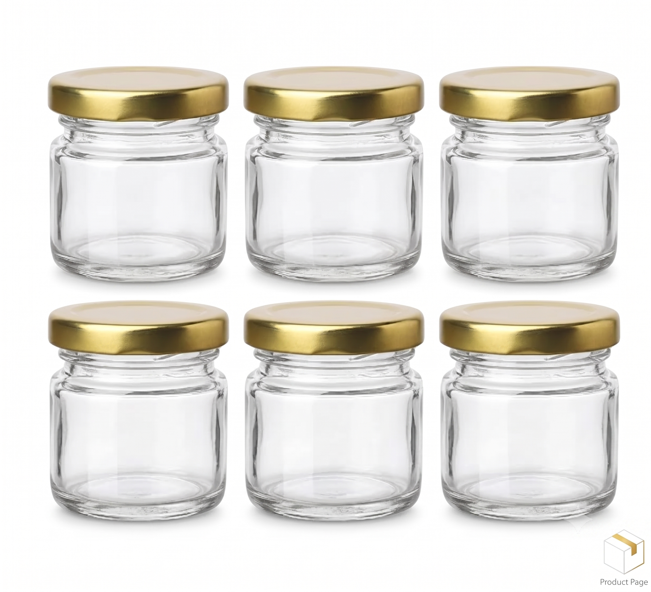 Bekokart Mini Glass Storage Jars with Gold Lids | 20ml Airtight Clear Glass Containers for Honey, Jam, Spices, Dry Fruits, Candles & DIY Crafts | Pack of 12
