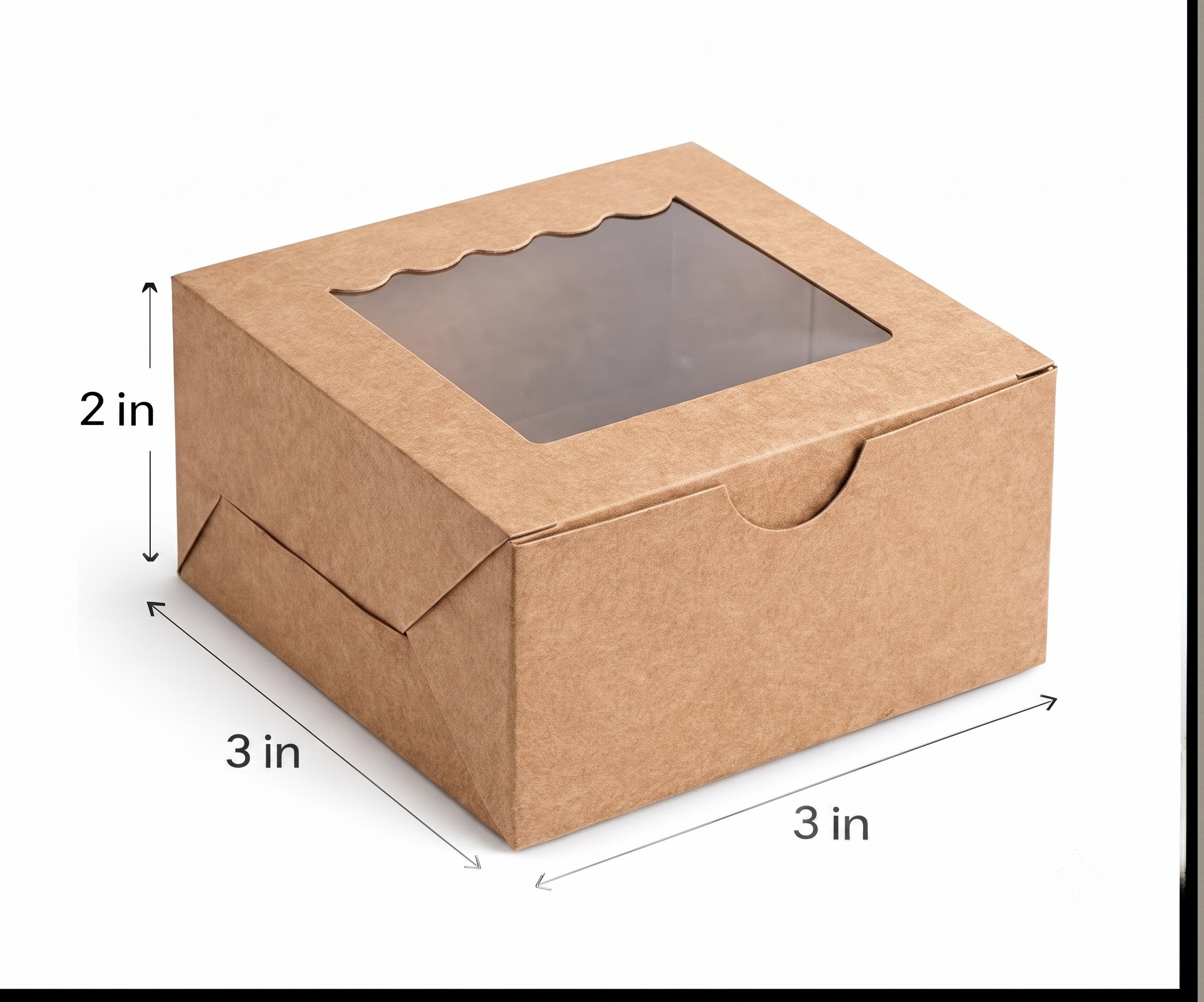 Bekokart Kraft Brownie Packaging Box with Window | 3 × 3 × 2 Inch | Food Grade Bakery Gift Box for Brownies, Cookies, Chocolates & Mini Cakes | Pack of 25