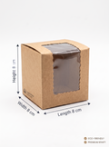 Bekokart Mini Cupcake & Gift Box with L-Window | Kraft Paper Bakery Box | 3.5 × 3.5 × 3.5 Inch | Food Grade Muffin, Brownie, Cookie & Gift Packaging | Pack of 10