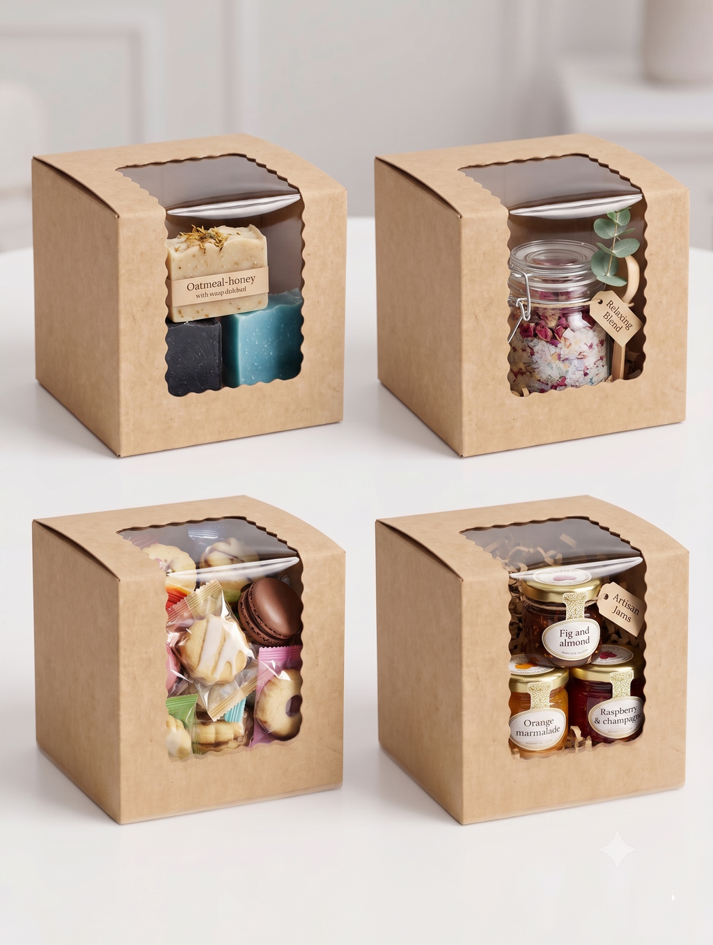 Bekokart Mini Cupcake & Gift Box with L-Window | Kraft Paper Bakery Box | 3.5 × 3.5 × 3.5 Inch | Food Grade Muffin, Brownie, Cookie & Gift Packaging | Pack of 10