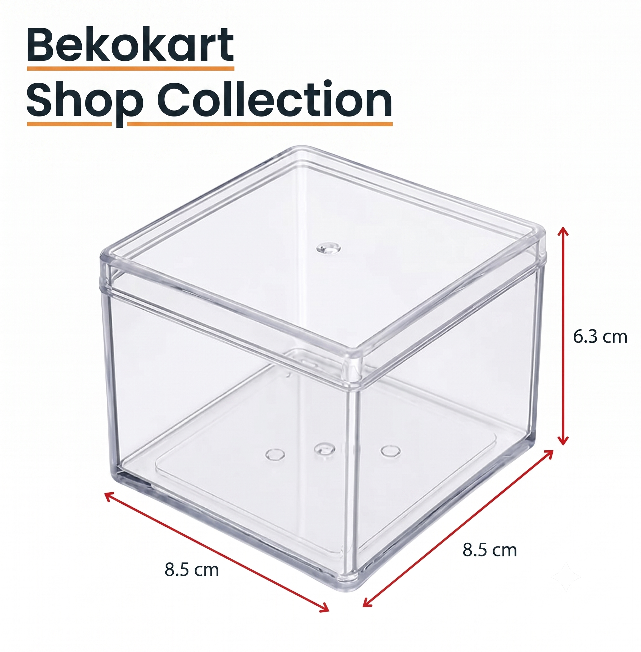 Bekokart Square Dessert & Food Storage Box 250ml | BPA-Free Transparent Plastic Container with Lid | Reusable Cake, Brownie, Cookie & Dessert Box | Pack of 5