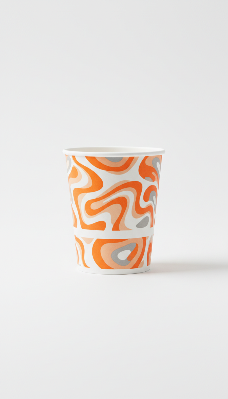 White And Orange Paper Cup Double-Walled